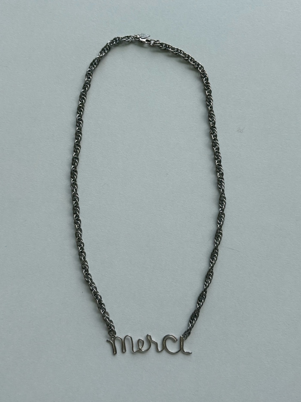 Women’s Silver 'Merci' Script Necklace